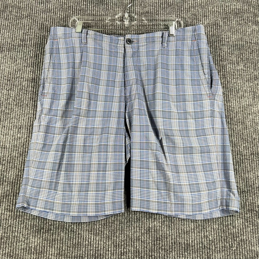 Tommy Bahama Shorts Mens Size 34 Blue Plaid Chino Performance Golf Outdoor